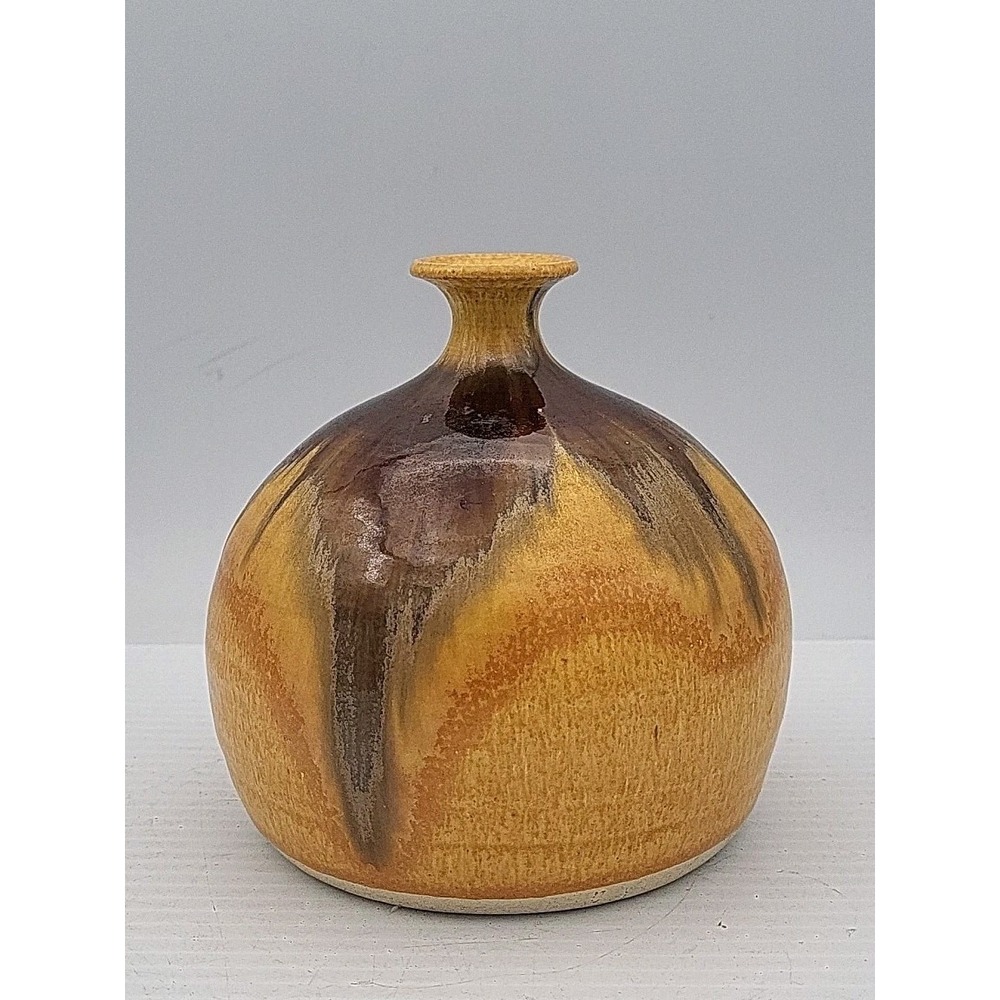 VTG Joe Gafford Signed Studio Pottery Handmade Drip Glazed 4.5" VASE